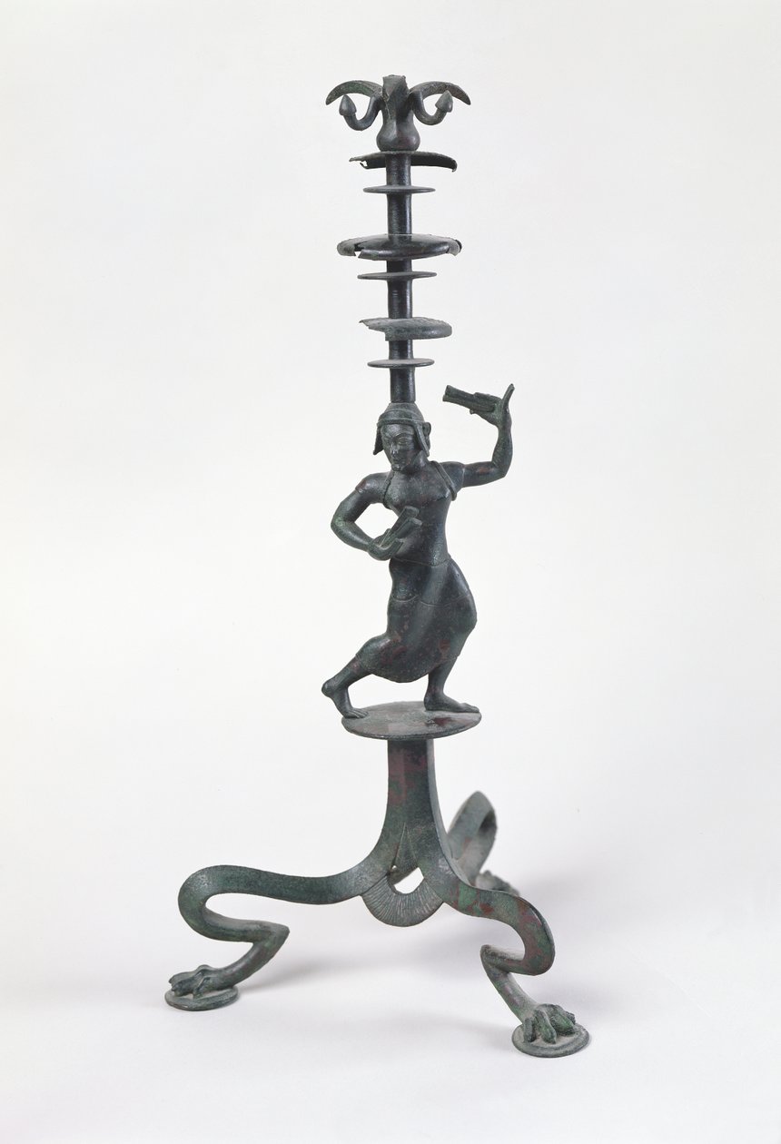 Candelabro con una bailarina con castañuelas de Etruscan