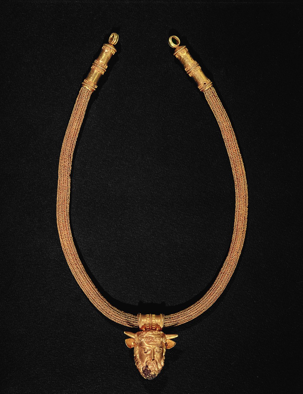 Collar con un colgante con cabeza humana (oro) de Etruscan