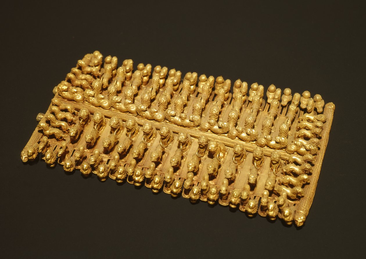 Fíbula pectoral con figuras de animales de la Tumba Barberini, Palestrina, Italia, c.625-600 a.C. de Etruscan