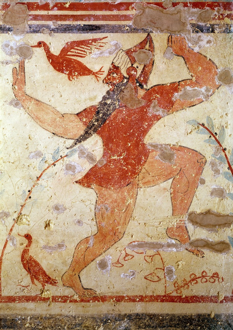 Baile de Phersu, de la Tumba de los Augures, c.530-520 a.C. de Etruscan
