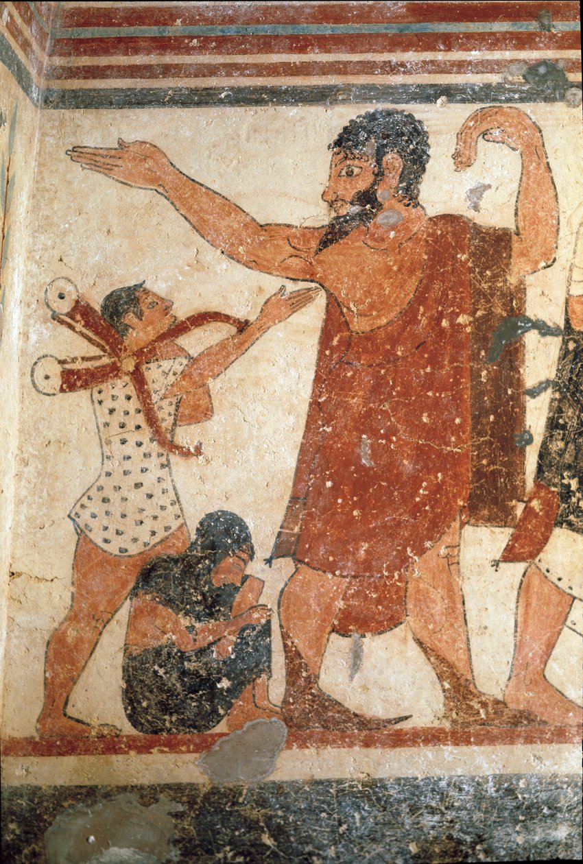 Un personaje, puede ser el árbitro de la pelea (detalle) de Etruscan