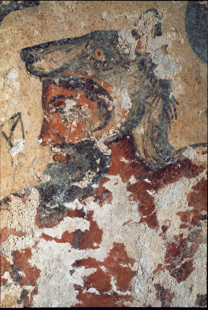 Aita (Eiza), dios etrusco del Más Allá, con gorro de lobo (detalle) de Etruscan