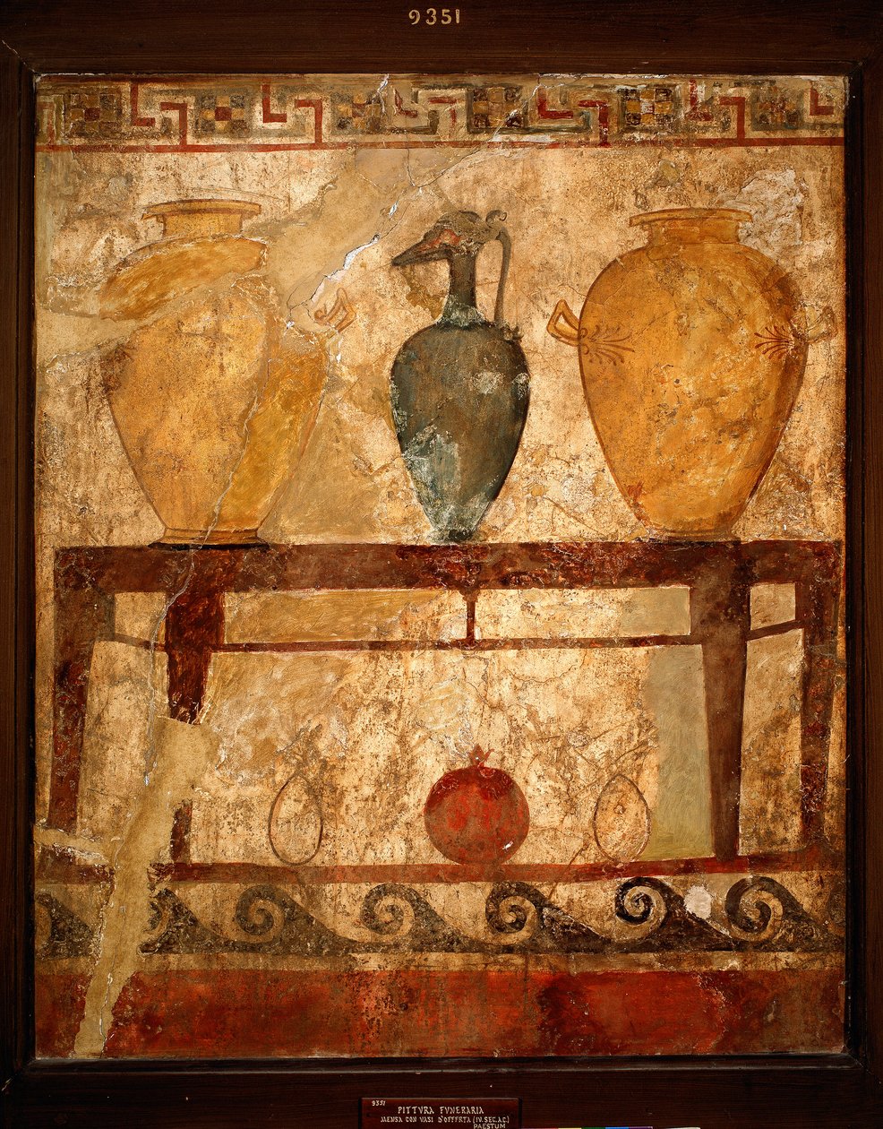 Arte Etrusco: mesa con jarrones con ofrendas. Fresco del cementerio de Paestum. Siglo IV a.C. Museo Arqueológico Nacional, Nápoles, Italia de Etruscan