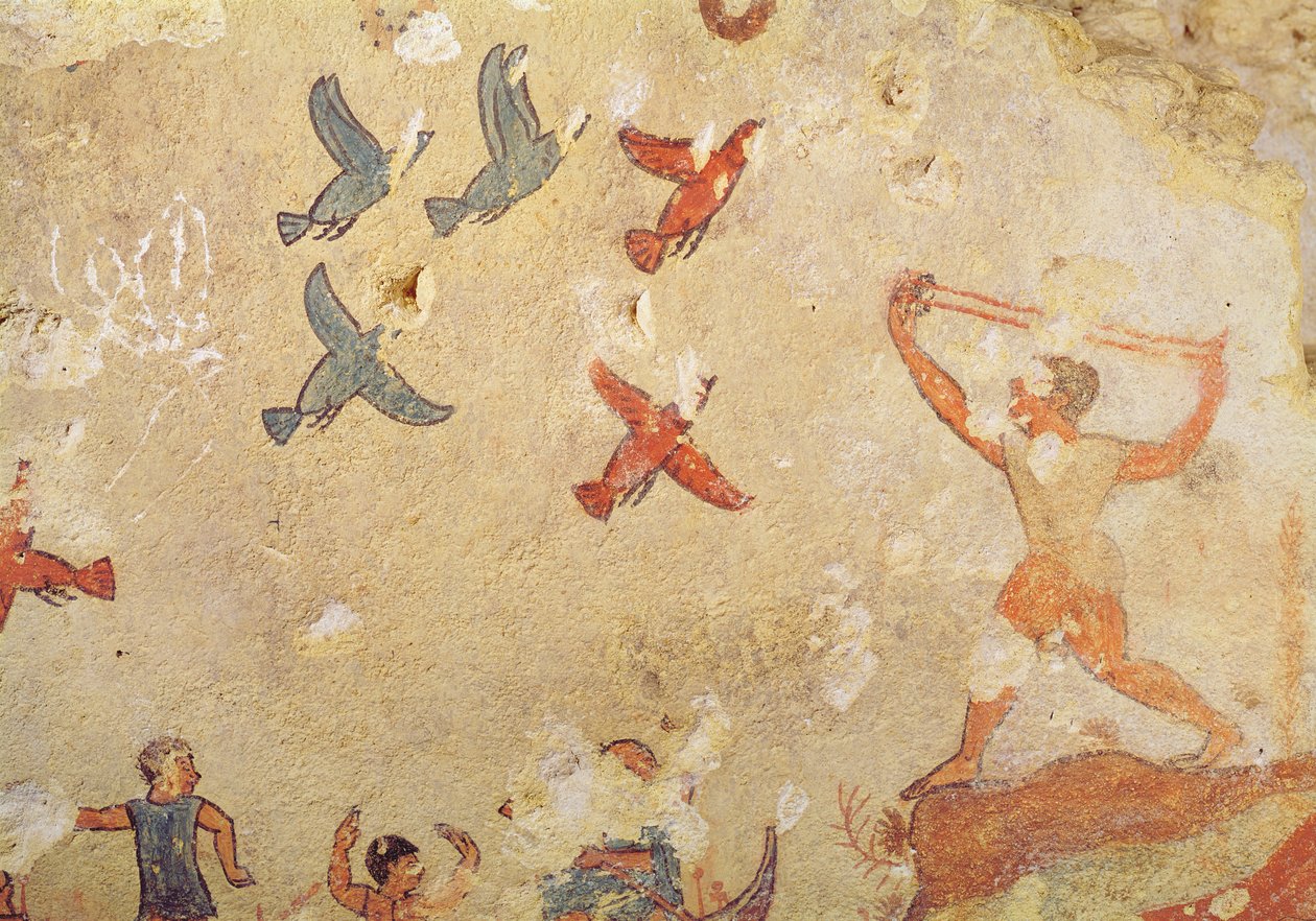 Cazador de aves, de la Tumba de la Caza y la Pesca, c.520-10 a.C. de Etruscan