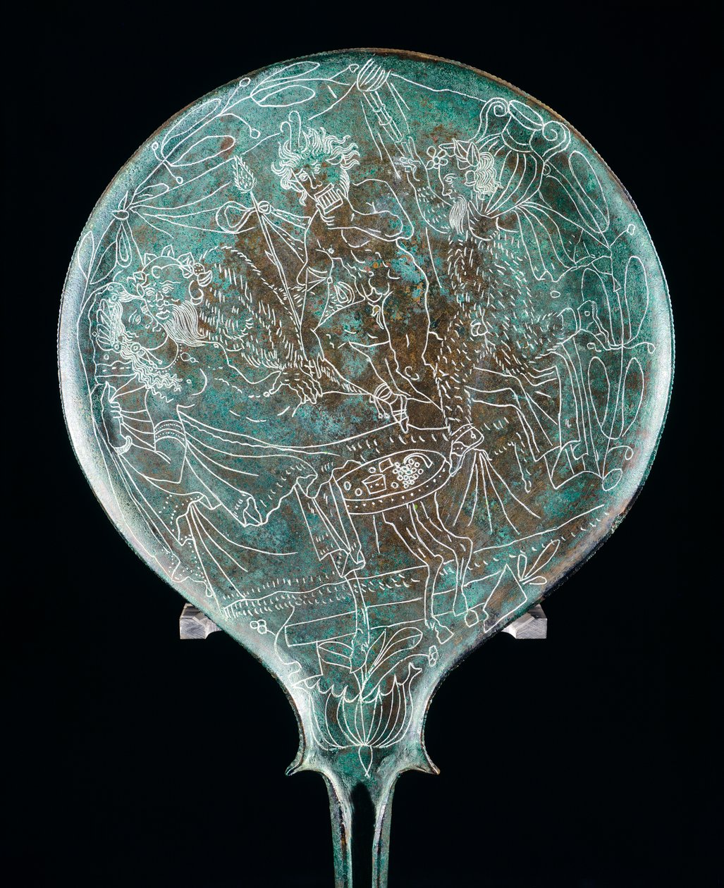 Espejo que representa escena de banquete, artefacto de bronce de Preneste (Lazio). Civilización Etrusca, siglo IV a.C. de Etruscan