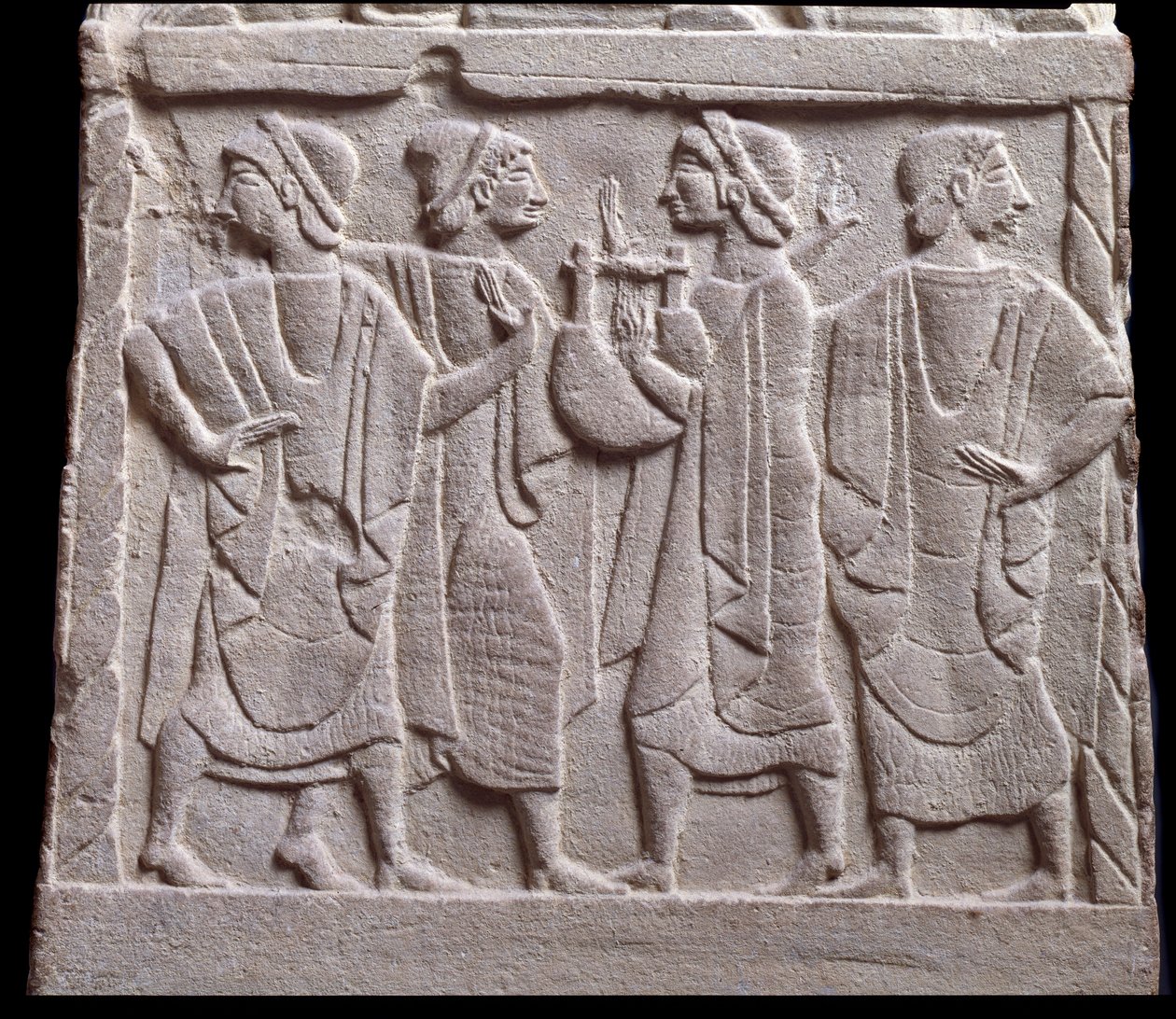 Escena de danza, bajo relieve de lápida de mármol de Etruscan Etruscan
