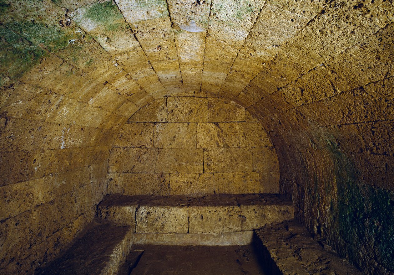 Civilización etrusca: vista de la tumba del Gran Duque, finales del siglo III a.C. Chiusi, Italia de Etruscan Etruscan