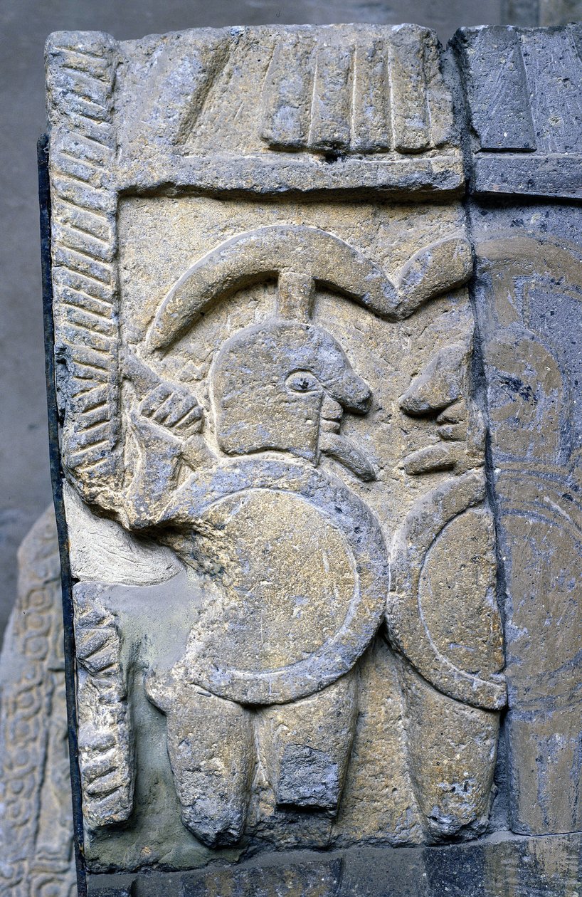 Guerrero etrusco en un sarcófago del Museo Nacional de Tarquinia de Etruscan Etruscan