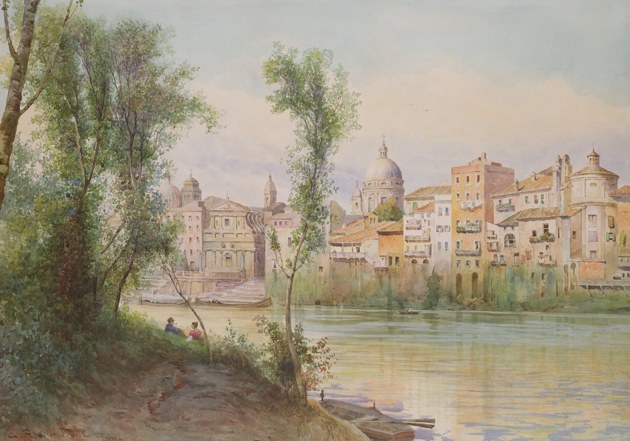 Vista del Porto di Ripetta dai Prati, Roma de Ettore Roesler Franz