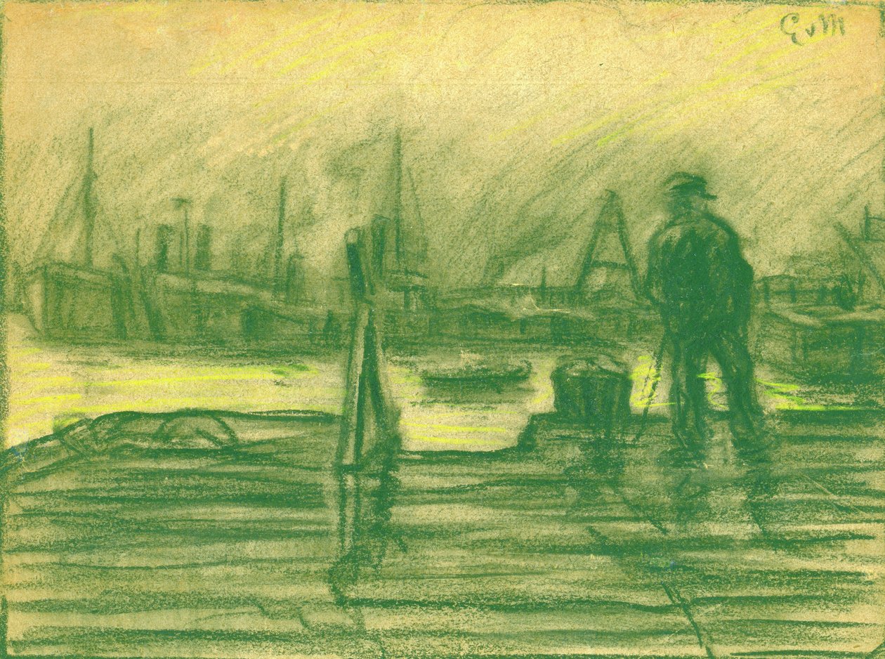 En el puerto en un día brumoso de Eugeen van Mieghem
