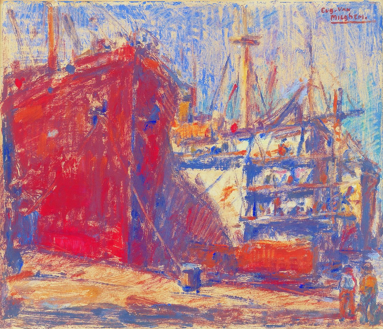Barcos en el puerto de Eugeen van Mieghem