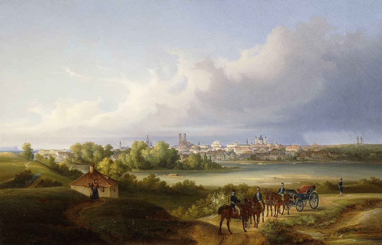 Una vista de Múnich y el río Isar, 1838 de Eugen Adam