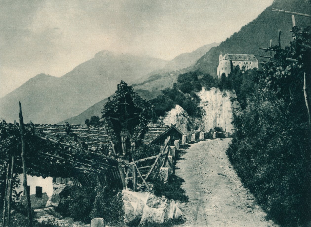 Paisaje con el castillo de Tirol, Merano, Tirol del Sur, Italia, 1927 de Eugen Poppel