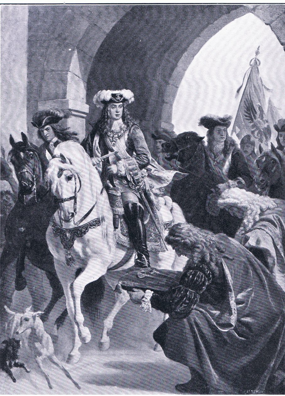 Los austriacos entrando en Belgrado, ilustración de Hitos en la Historia Europea publicada por Gresham Publishing Co, c.1920 de Eugen von Blaas