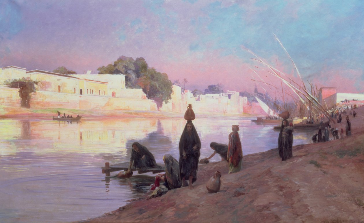 Lavanderas en las orillas del Nilo de Eugene Alexis Girardet