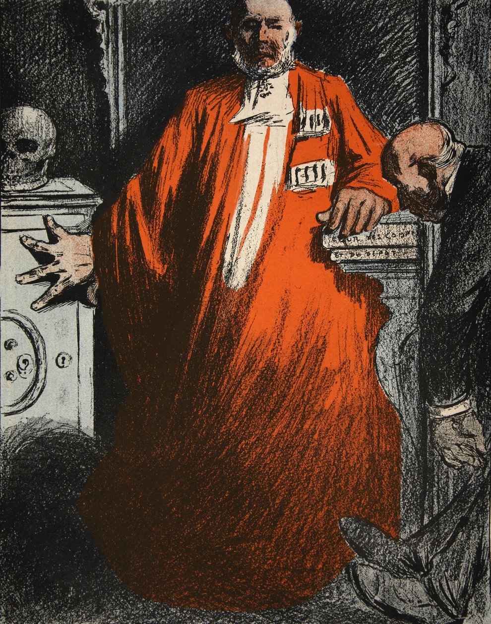 Un juez con vestimenta completa, ilustración de 