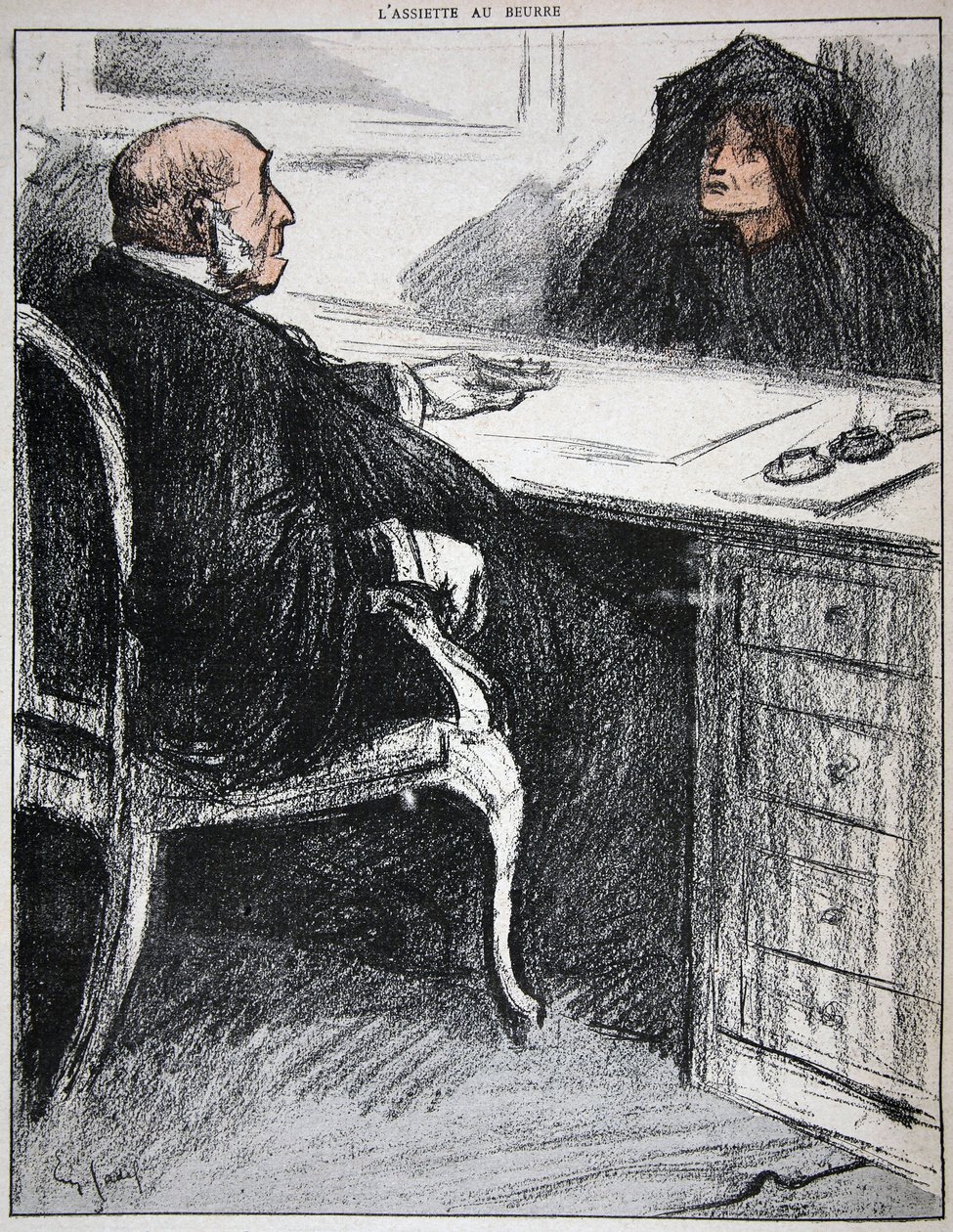 Viuda con un oficial de justicia, ilustración de 