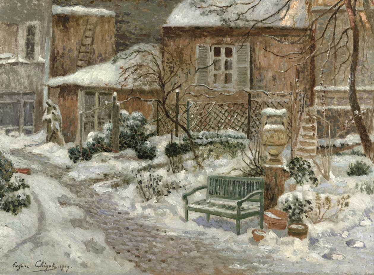 El jardín bajo la nieve, 1909 de Eugene Chigot