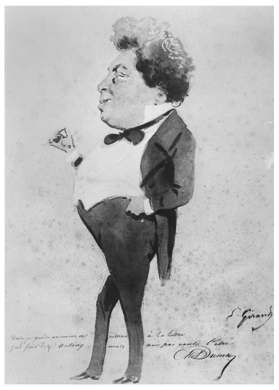 Caricatura de Alexandre Dumas, hijo de Pierre François Eugène Giraud