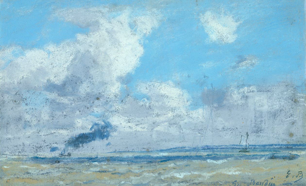 Barco en el estuario del Sena de Eugene Louis Boudin