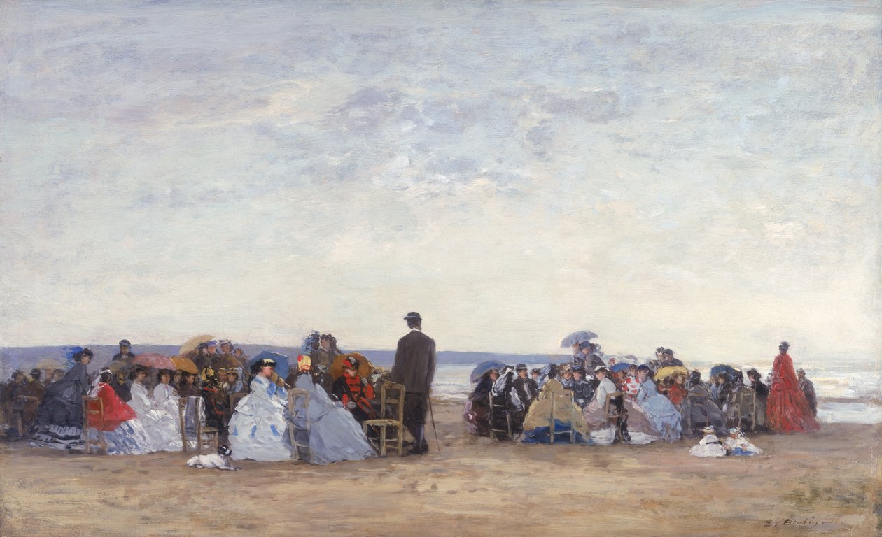 Escena de playa cerca de Trouville, c.1863-66 de Eugene Louis Boudin