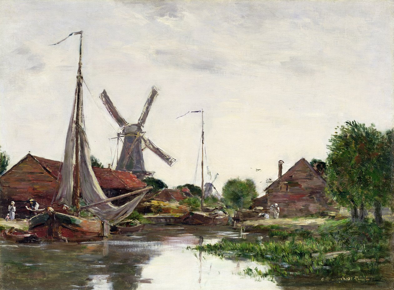 Dordrecht, Molino de Viento en el Mosa, 1884 de Eugene Louis Boudin
