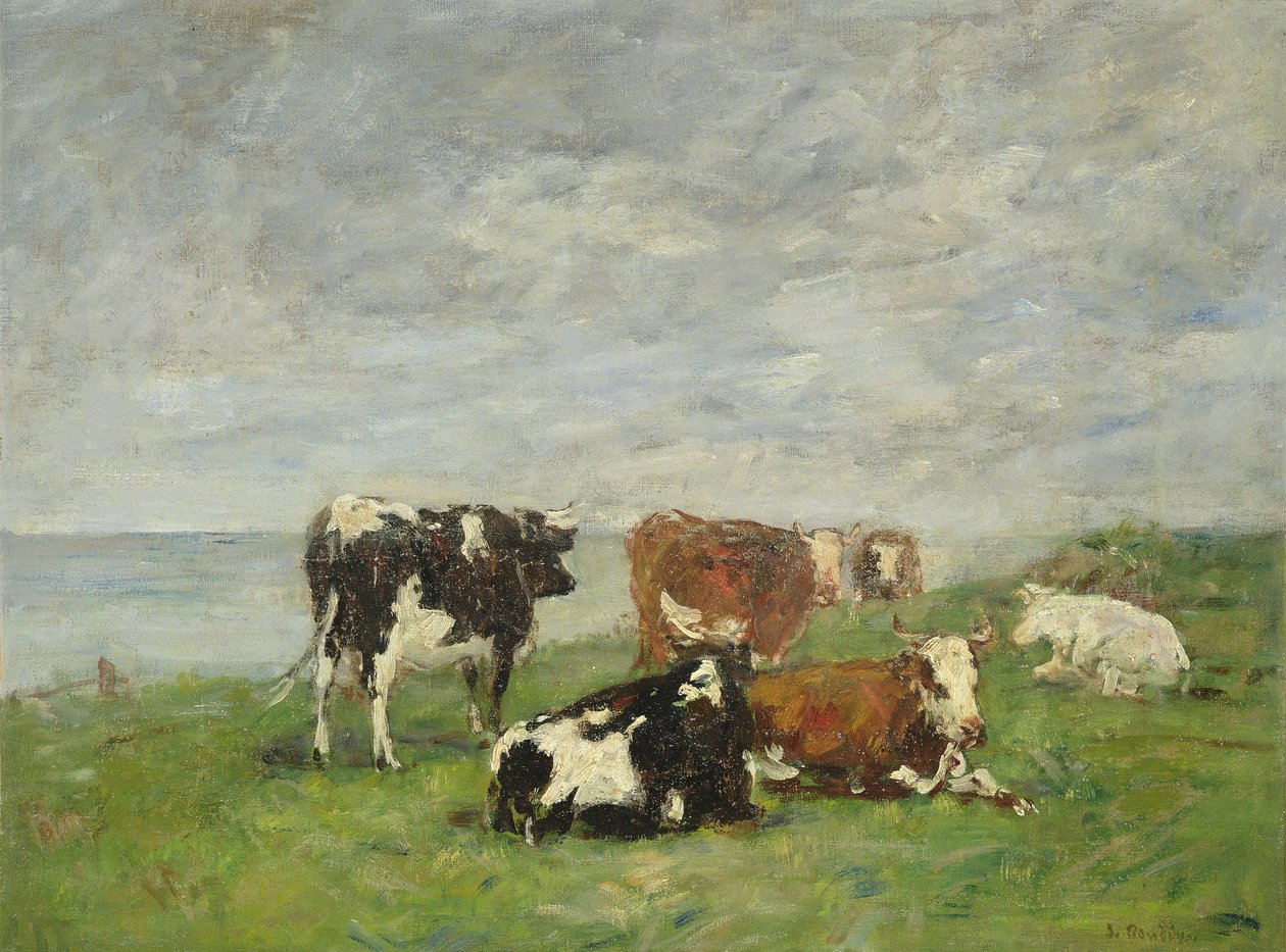 Pasto en la Costa, c.1880-85 de Eugene Louis Boudin
