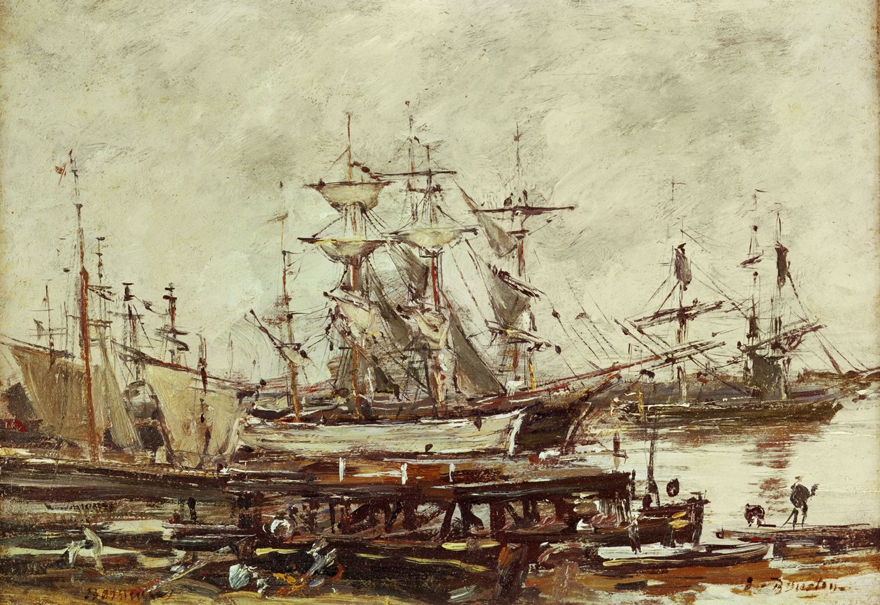 Barcos de vela en el puerto de Burdeos de Eugene Louis Boudin
