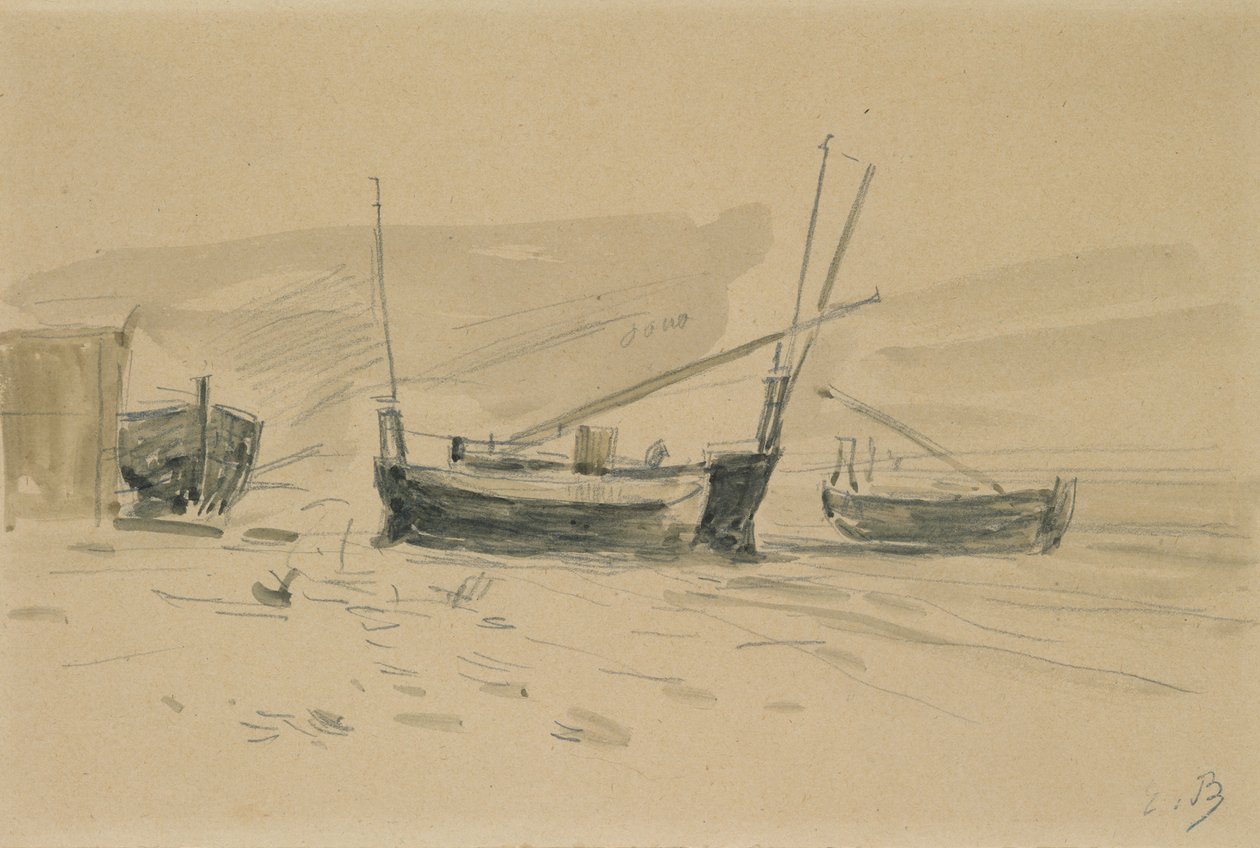 Pequeños botes varados de Eugene Louis Boudin