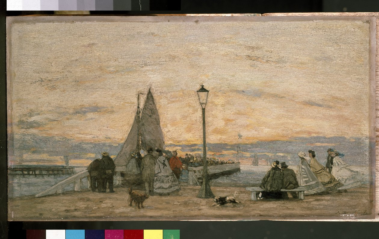 El muelle en Trouville: Atardecer, 1864 de Eugene Louis Boudin