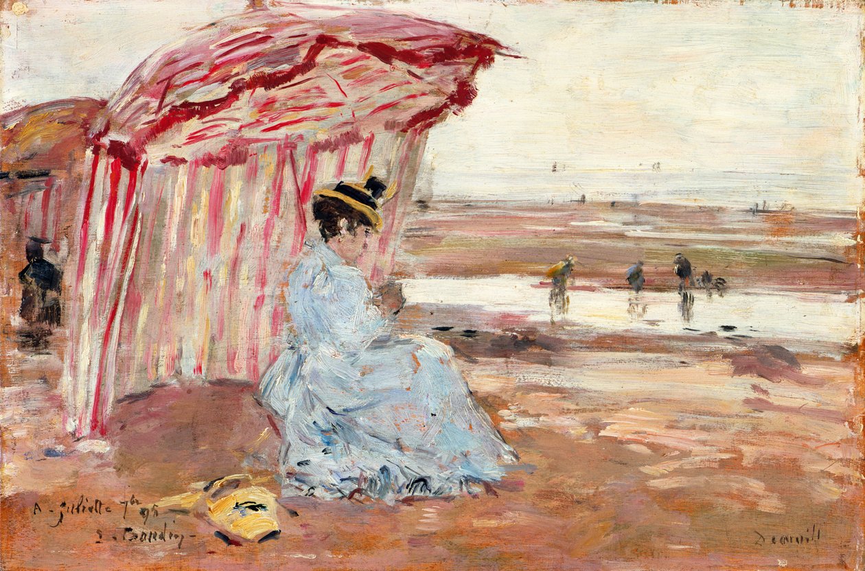 Mujer bajo sombrilla de playa, 1895 de Eugene Louis Boudin