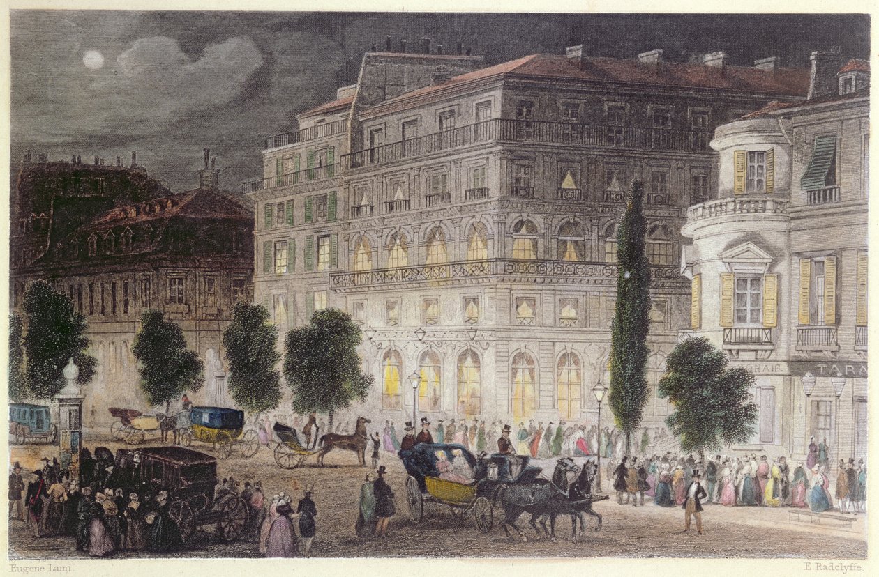 Vista del Boulevard des Italiens, grabado por E. Radclyffe, c.1840-50 de Eugene Louis Lami