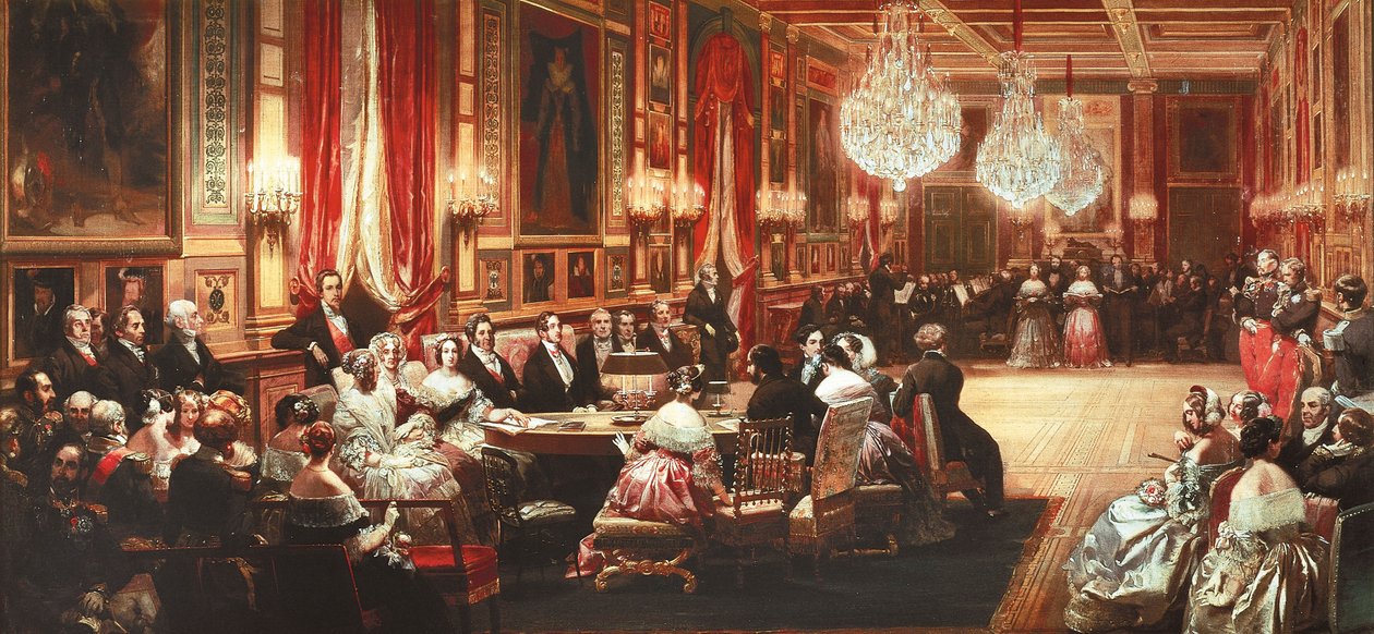 Francia, Versalles, Concierto en honor a la Reina Victoria del Reino Unido en el Salón de los Espejos del Château d