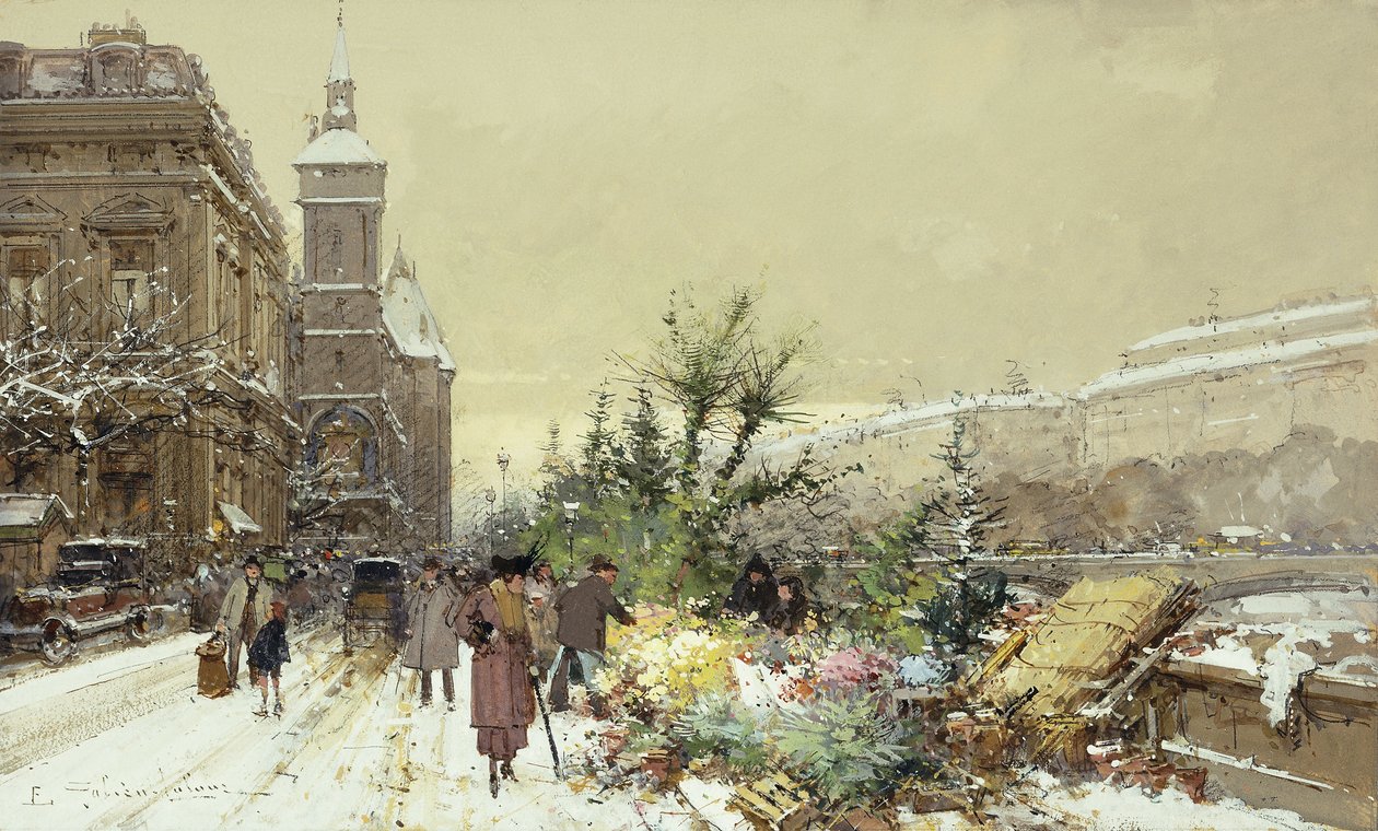 Mercado de flores de Eugene Galien Laloue