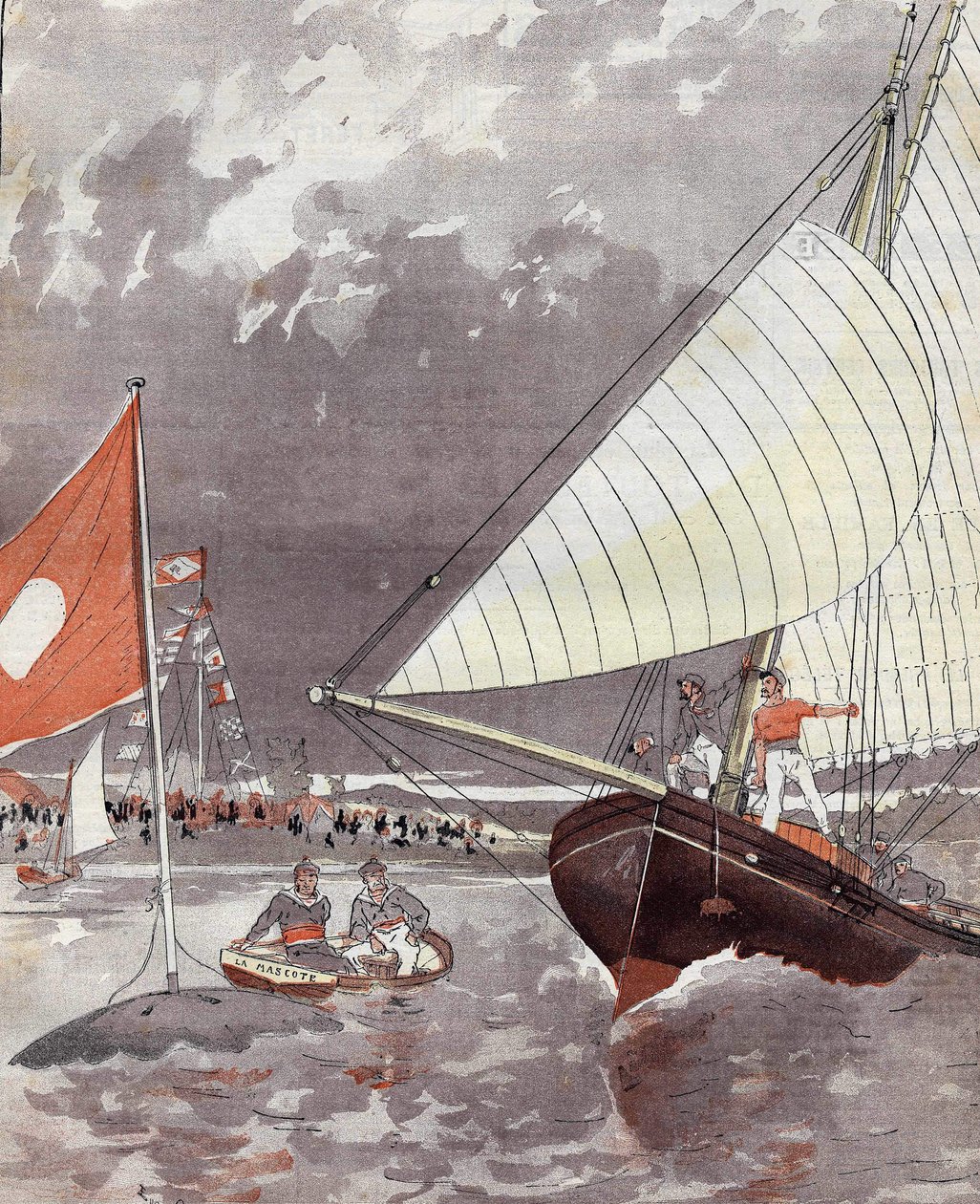 Regatas en Le Havre en 1892, basado en la acuarela del Sr. Courboin de Eugene (after) Courboin