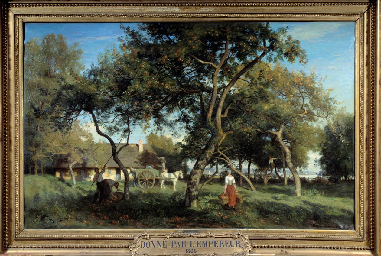Recogiendo manzanas en Normandía en 1865 de Eugene Antoine Samuel Lavieille