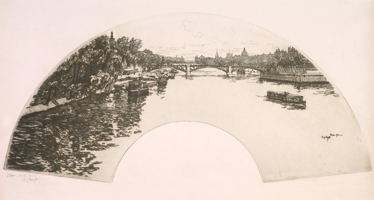 Abanico, El Sena visto desde el Pont Royal (Éventail, La Seine vue du Pont Royal) de Eugene Bejot