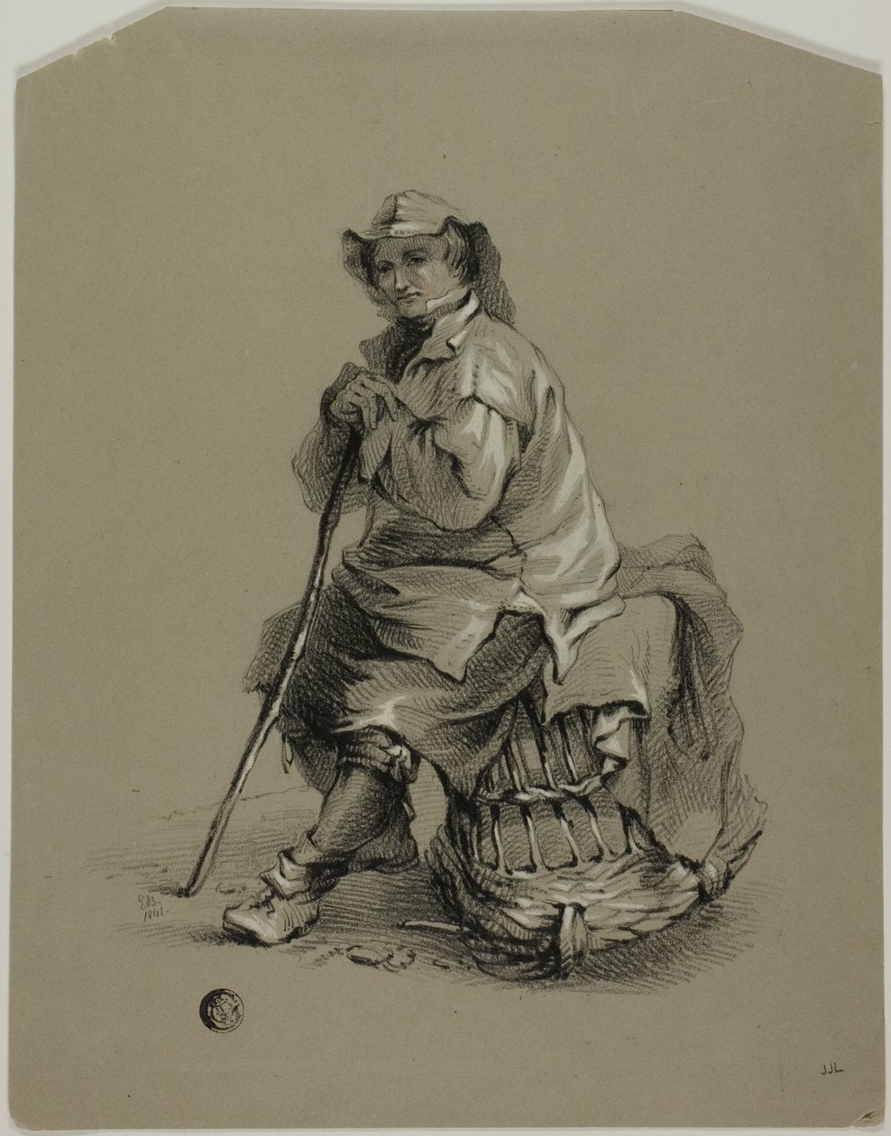 Pescador sentado en una olla de langosta de Eugene Bléry