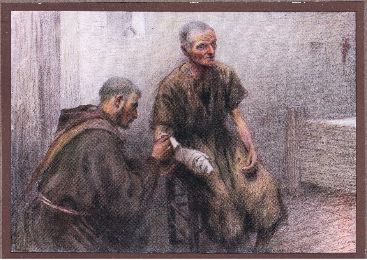 Fray Bentivoglia atiende a un leproso de Eugene Burnand