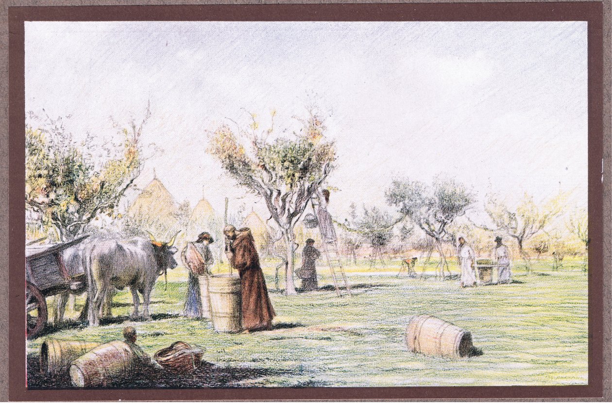 Fray Giles trabajando en el viñedo de Eugene Burnand