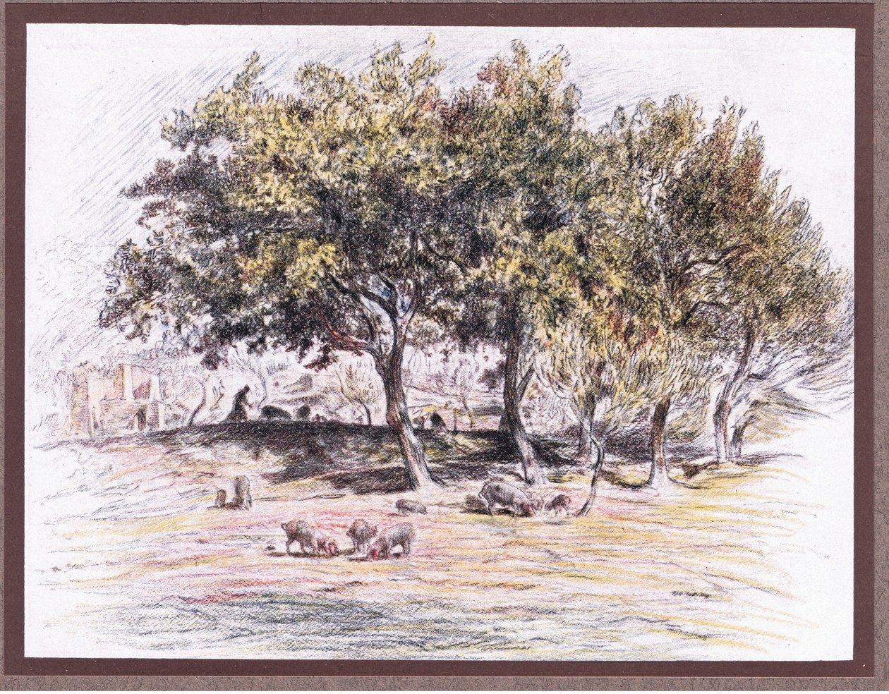 Fray Juniper corta el pie de un cerdo para dárselo a un enfermo de Eugene Burnand