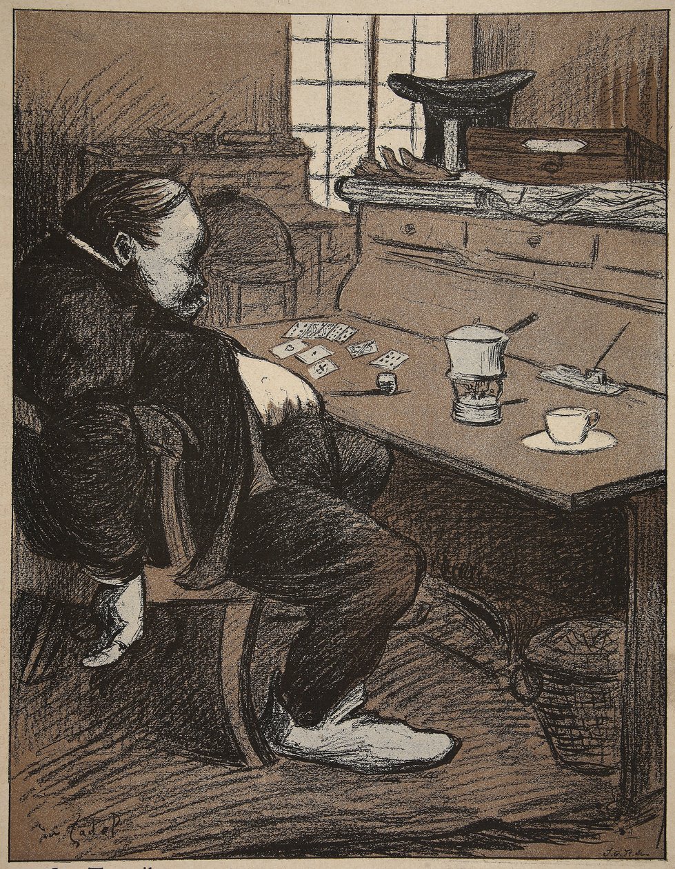 Trabajando duro, un descanso de las cartas y el café!, ilustración de 