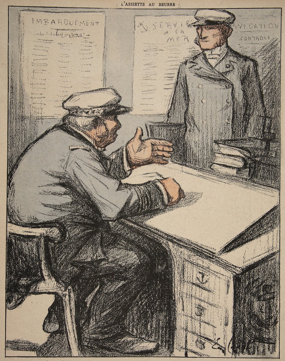 Dos caballeros marítimos en sus oficinas, ilustración de 