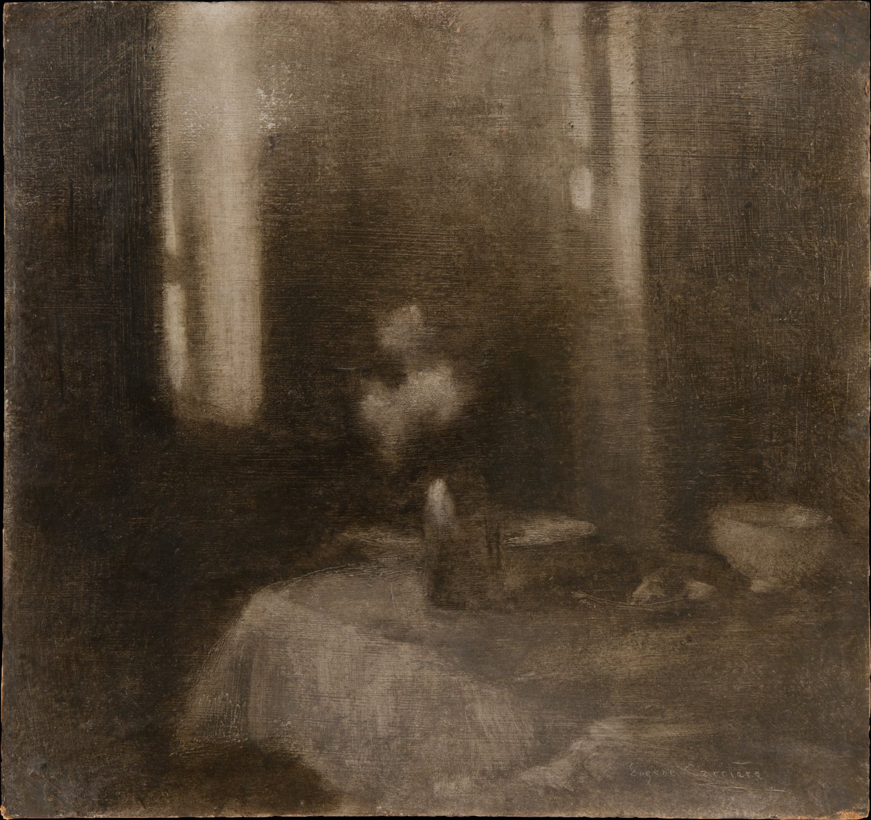 Interior con un jarrón de Eugène Carrière