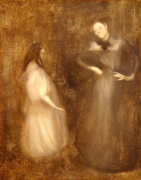 Madre e hija, la lección de violín de Eugène Carrière
