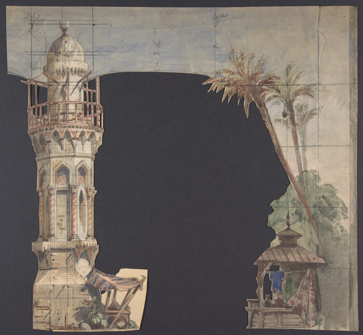 Diseño para un escenario en la Ópera, París, 1830-90 de Eugene Ciceri