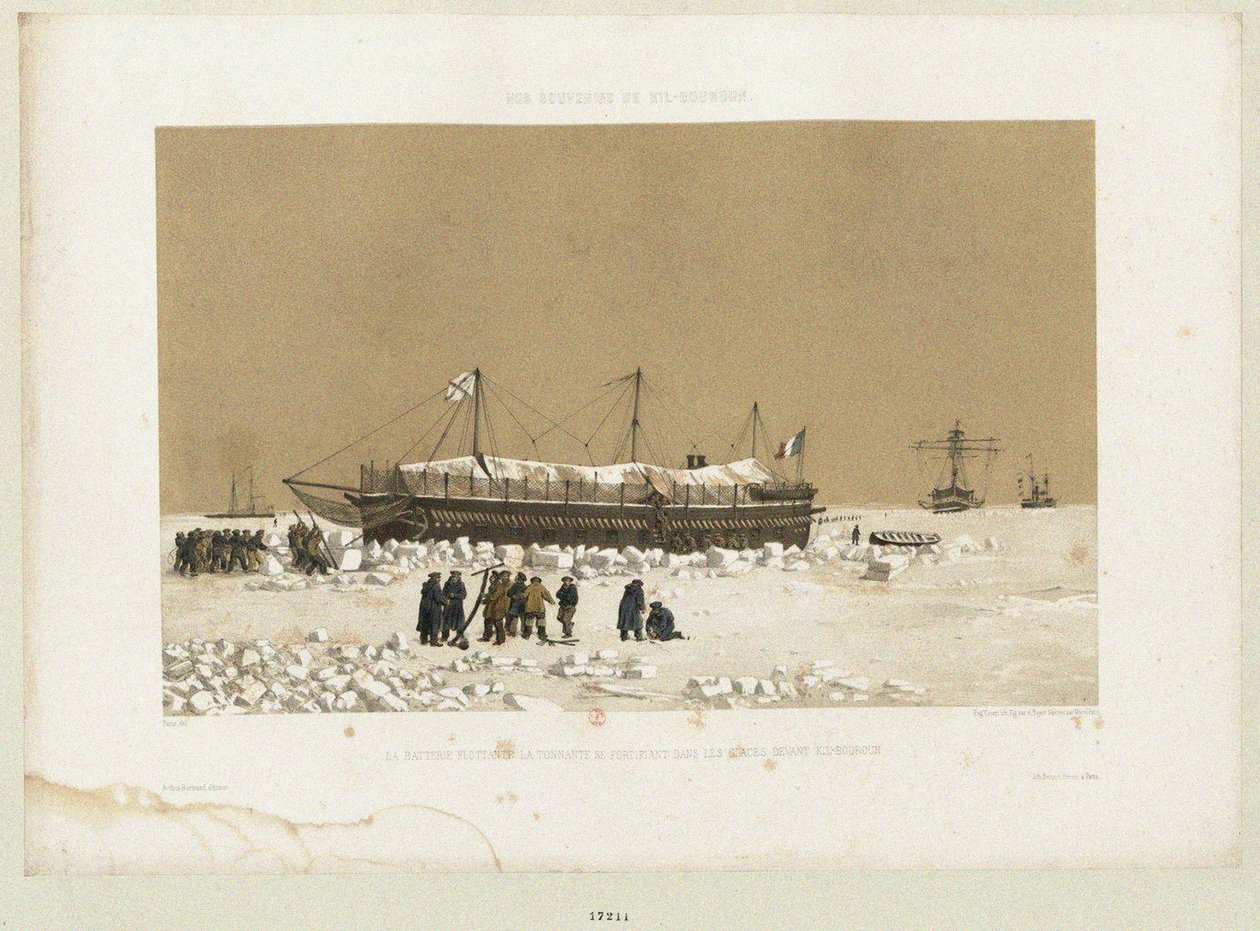 La batería flotante Tonnante en el hielo cerca de Kinburn, 1856 de Eugene Ciceri