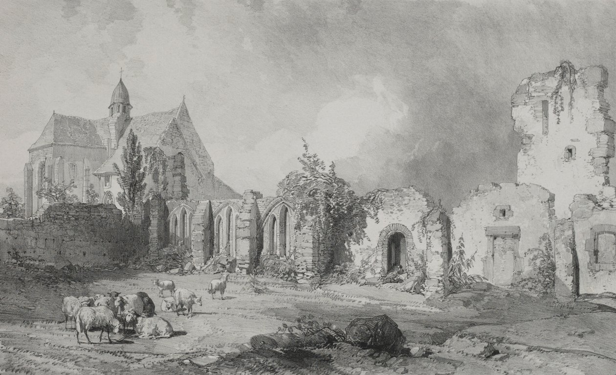 Viajes pintorescos y románticos en la antigua Francia. Bretaña: Abadía de Relec de Eugene Ciceri