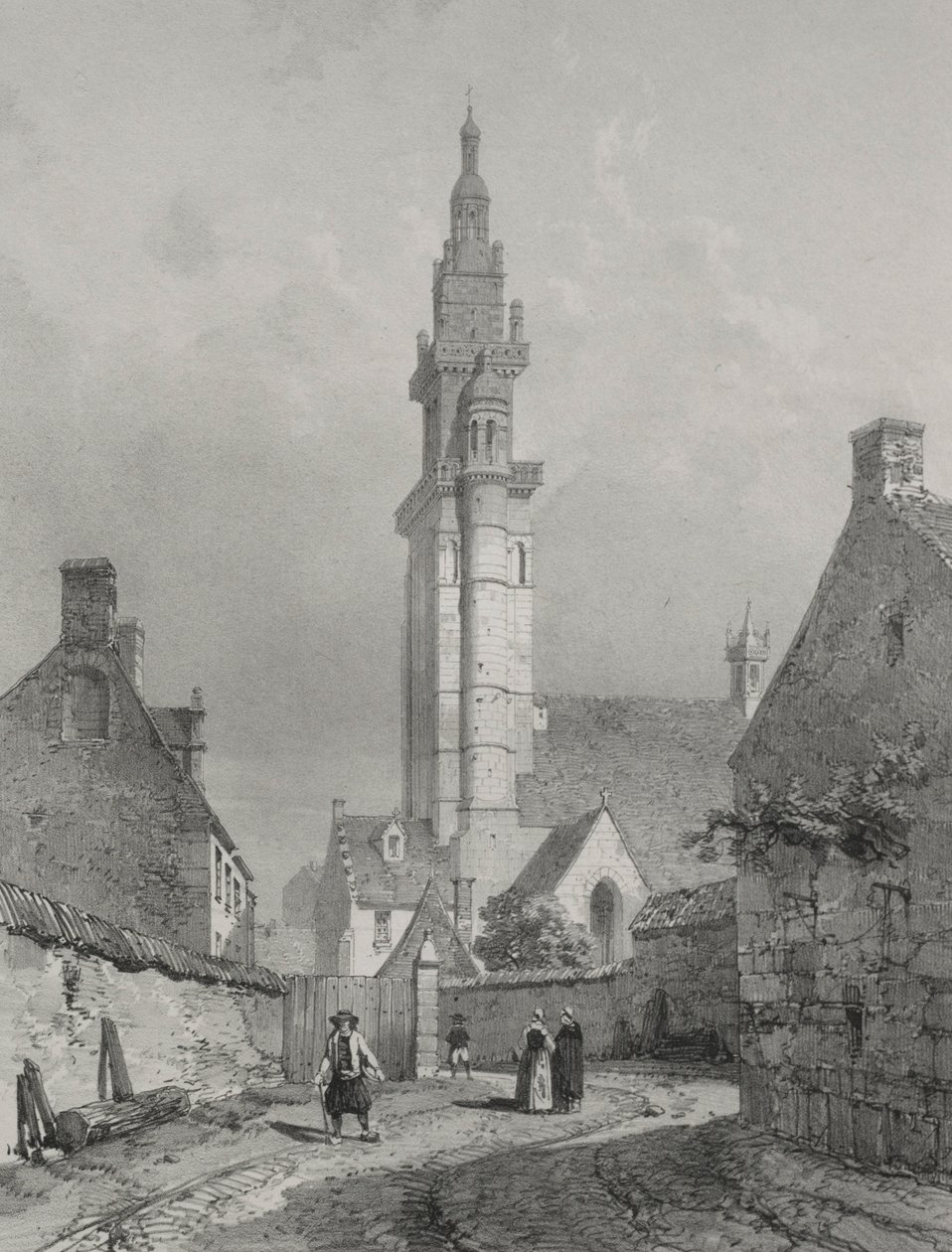 Viajes pintorescos y románticos en la antigua Francia. Bretaña: Iglesia de Roscoff de Eugene Ciceri