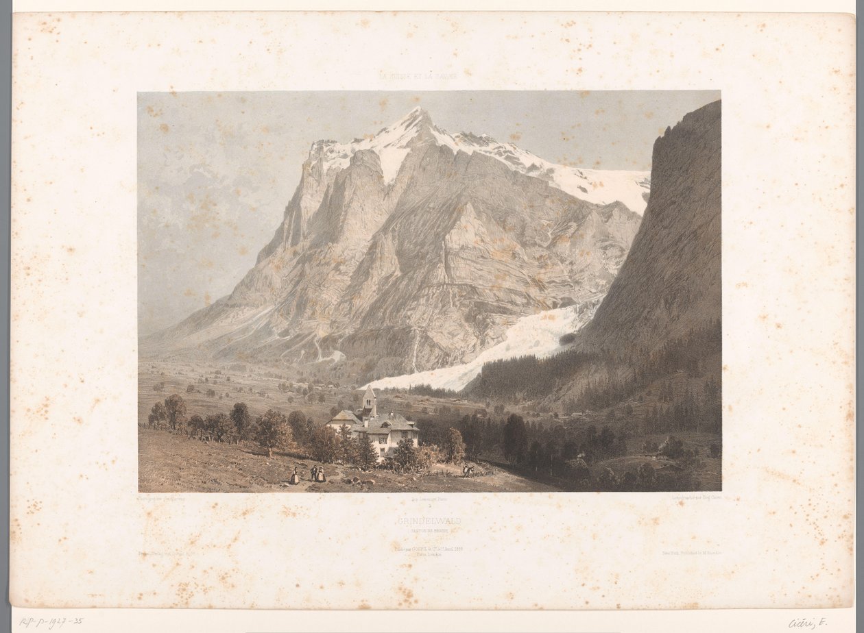 Vista de Grindelwald Grindelwald (título sobre el objeto) Rostros en Suiza, Saboya y Tirol (título de la serie) La Suisse, la Savoie et le Tyrol (título de la serie sobre el objeto) de Eugene Ciceri